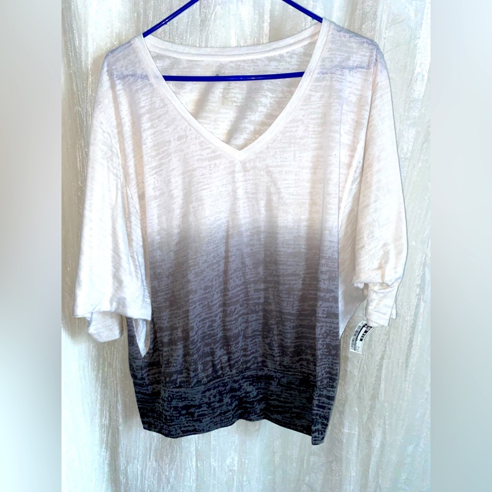 Gray and White Blouse